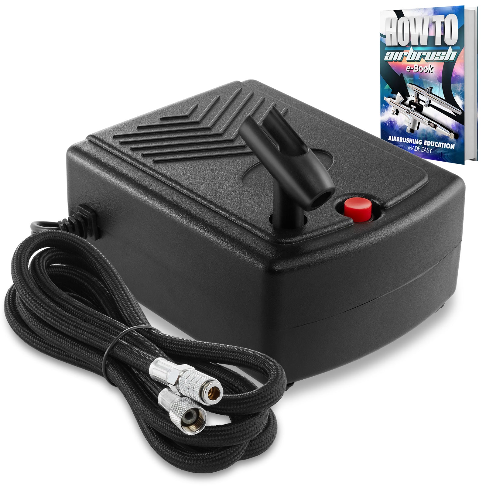 Pointzero Mini Airbrush Compressor with Holder and 6 ft. Hose - Quiet Portable Air Pump